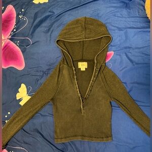 BDG Gray Ribbed Hoodie Sweatshirt